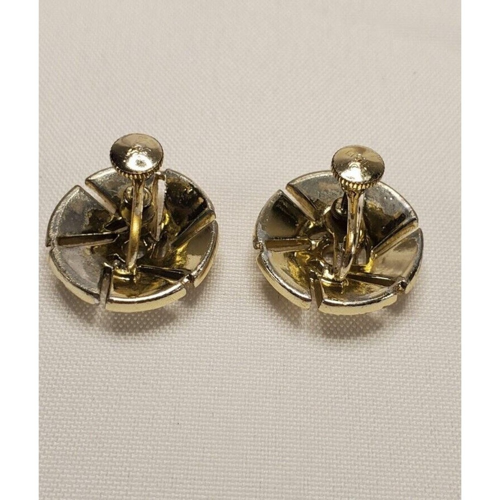 VTG Lisner Earrings Silver Tone Pinwheel Screw Back Mid Century MCM Round 7/8" - Picture 7 of 11
